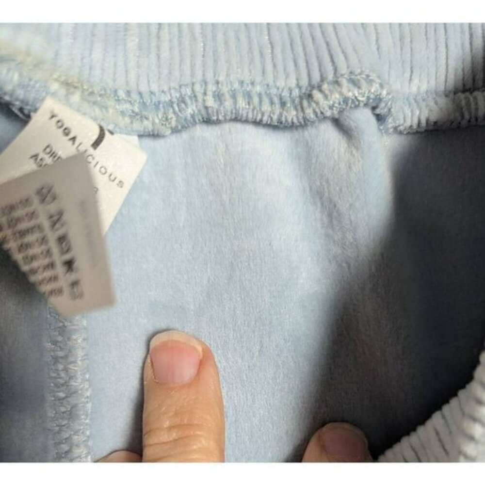 Yogalicious Asbury dreamy ribbed velvet plush lounge sleep pants light blue L - Picture 7 of 7